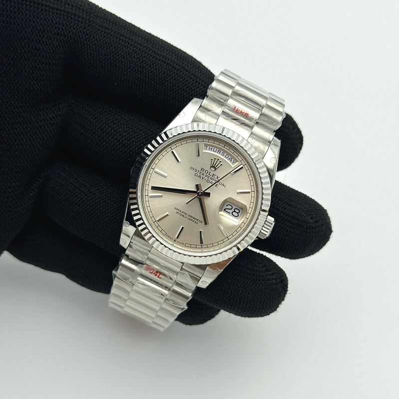 GM공장 롤렉스 데이데이트 36 실버다이얼 프레지던트브레이슬릿 2836 Day Date 36 128239 GMF 1:1 Best Edition 904L Steel Silver Dial Stick Markers on Bracelet A2836 출고 전 실물 검수사진 5