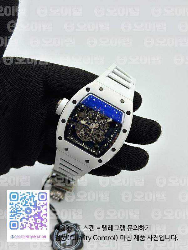 ZF공장 RM055 세라믹 스켈레톤다이얼 러버 RM055 Ti White Ceramic ZF 1:1 Best Edition Skeleton Dial on White Rubber Strap NH05A 출고 전 실물 검수사진 5