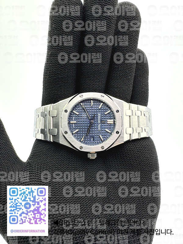 8F공장 오데마피게 로얄오크 34MM 스틸 블루다이얼 브레이슬릿 오토메틱Royal Oak 34mm SS/SS Blue 8F A5800 출고 전 실물 검수사진 4