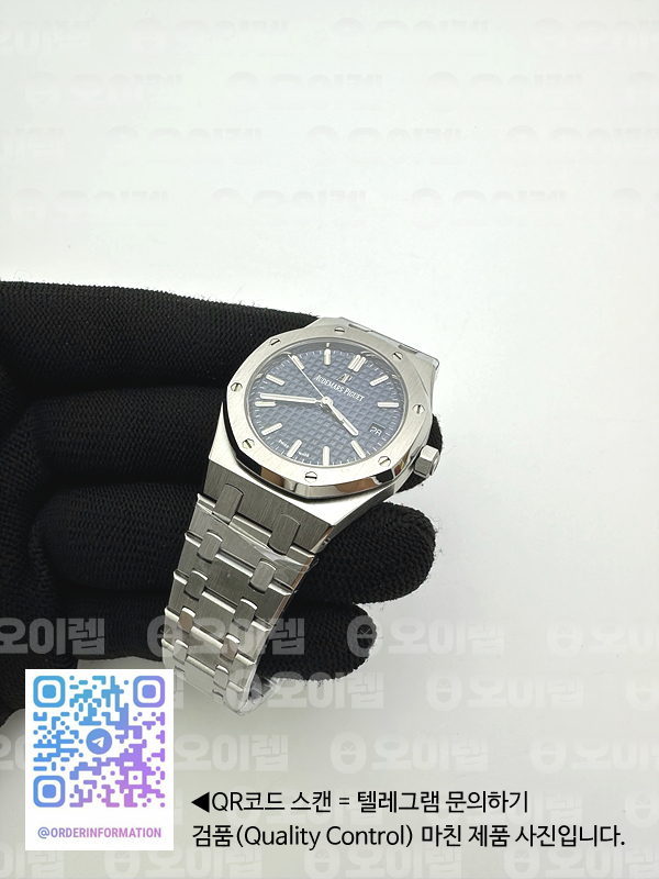 8F공장 오데마피게 로얄오크 34MM 스틸 블루다이얼 브레이슬릿 오토메틱Royal Oak 34mm SS/SS Blue 8F A5800 출고 전 실물 검수사진 6