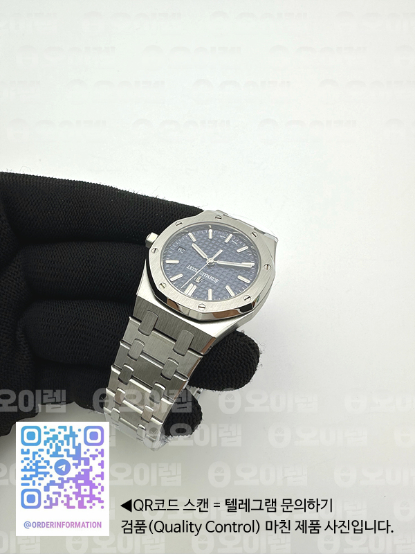 8F공장 오데마피게 로얄오크 34MM 스틸 블루다이얼 브레이슬릿 오토메틱Royal Oak 34mm SS/SS Blue 8F A5800 출고 전 실물 검수사진 8