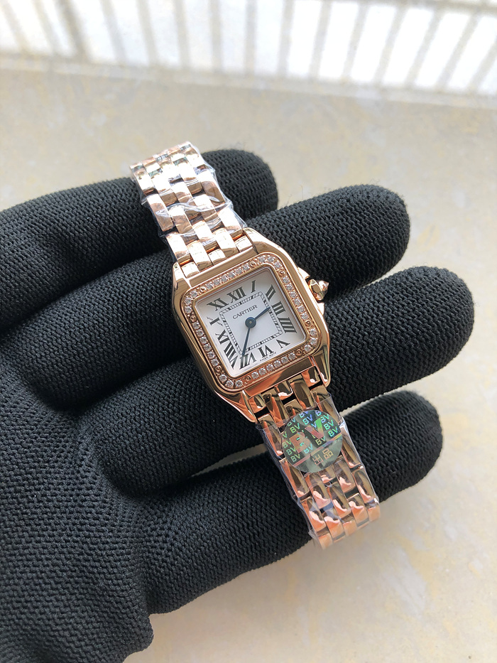 BV공장 까르띠에 팬더 22 로즈골드금통 다이아몬드베젤 화이트다이얼 브레이슬릿 Panthère 22mm BVF 1:1 Best Edition RG White Dial Diamonds Bezel on RG Bracelet Ronda Quartz 출고 전 실물 검수사진 3