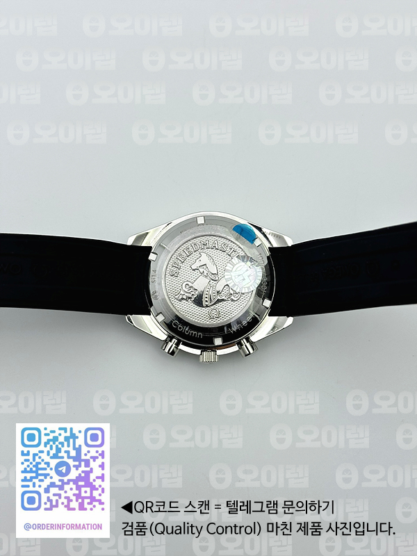 HR공장 오메가 스피드마스터 레이싱 크로노그래프 블랙옐로우 화이트다이얼 러버스트랩 Speedmaster Racing Chrono 40mm SS/RU Wht/Blk HRF C3330 출고 전 실물 검수사진 12