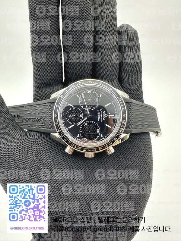 HR공장 오메가 스피드마스터 레이싱 크로노그래프 블랙다이얼 러버스트랩 peedmaster Racing Chrono 40mm SS/RU Blk HRF C3330 출고 전 실물 검수사진 4