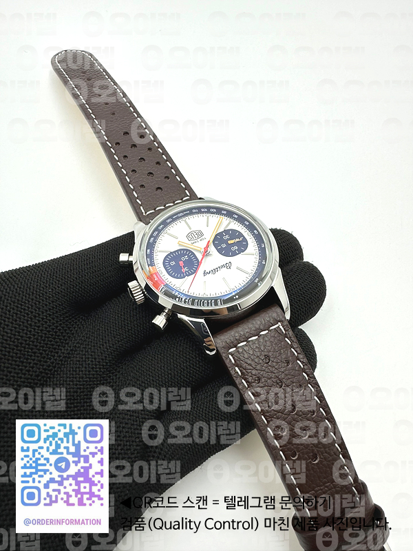 BLS공장 브라이틀링 탑타임 DEUS 크로노그래프 스틸 화이트다이얼 가죽스트랩 Top Time Dues Chrono SS/LE Cream/Stk BLS A7750 출고 전 실물 검수사진 3