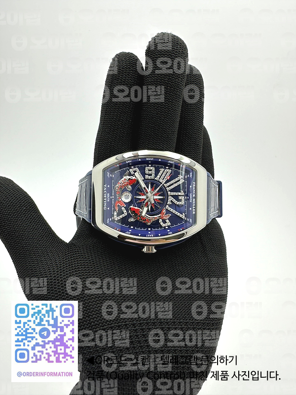 AB공장 프랭크뮬러 뱅가드 코이 스틸 블루다이얼 다이아몬드인덱스 잉어다이얼 가죽러버스트랩 Vanguard Mens Koi SS/RU Blue/Dia ABF A23J 출고 전 실물 검수사진 4