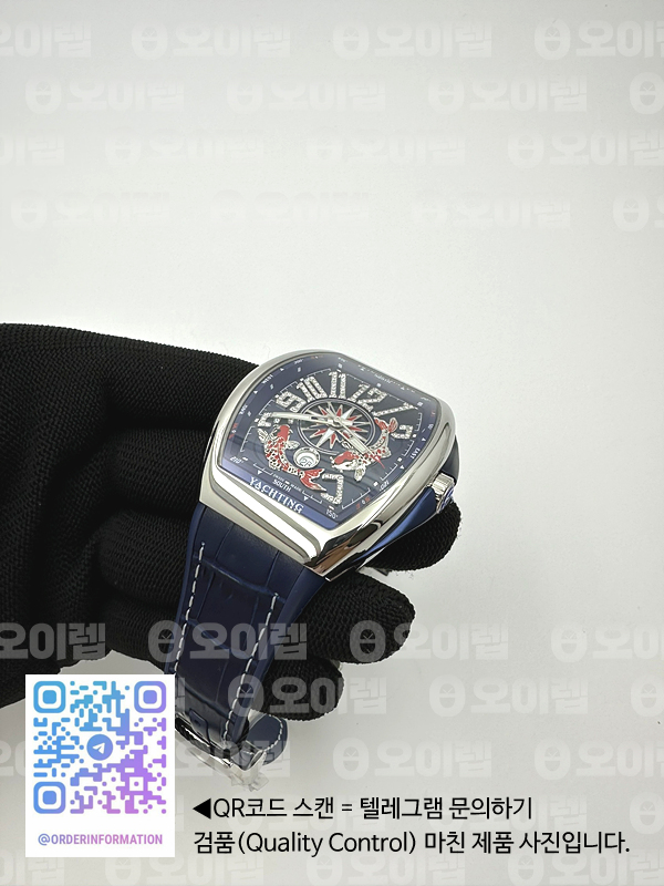 AB공장 프랭크뮬러 뱅가드 코이 스틸 블루다이얼 다이아몬드인덱스 잉어다이얼 가죽러버스트랩 Vanguard Mens Koi SS/RU Blue/Dia ABF A23J 출고 전 실물 검수사진 6