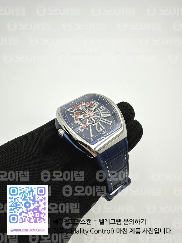 AB공장 프랭크뮬러 뱅가드 코이 스틸 블루다이얼 다이아몬드인덱스 잉어다이얼 가죽러버스트랩 Vanguard Mens Koi SS/RU Blue/Dia ABF A23J 출고 전 실물 검수사진 7