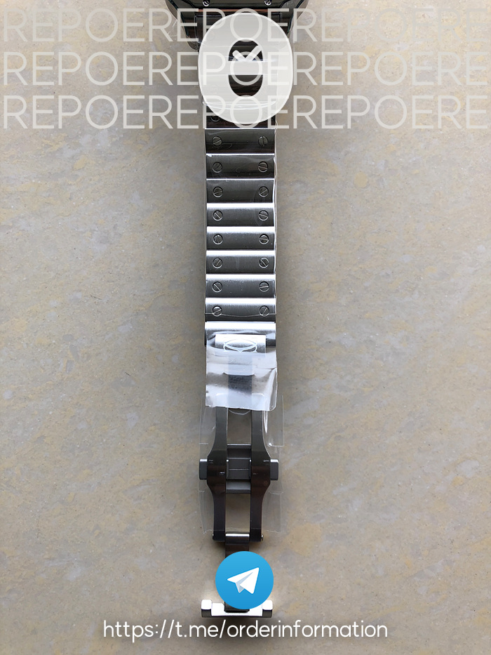 TWF공장 산토스 스켈레톤 스틸 블랙다이얼 브레이슬릿 Santos skeleton SS TWF Best Edition Skeleton Dial on SS Bracelet Ronda Quartz 출고 전 실물 검수사진 7