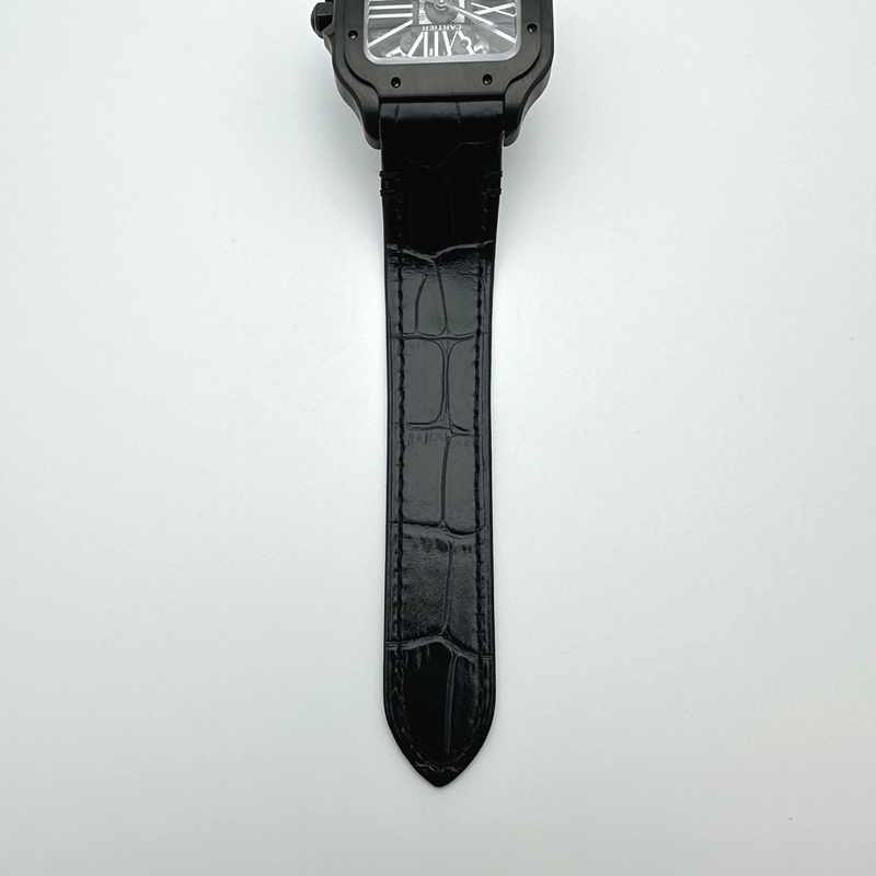 TWF공장 산토스 스켈레톤 PVD블랙케이스 가죽스트랩 Santos skeleton PVD TWF Best Edition Skeleton Dial on Black Leather Strap Ronda Quartz 출고 전 실물 검수사진 8