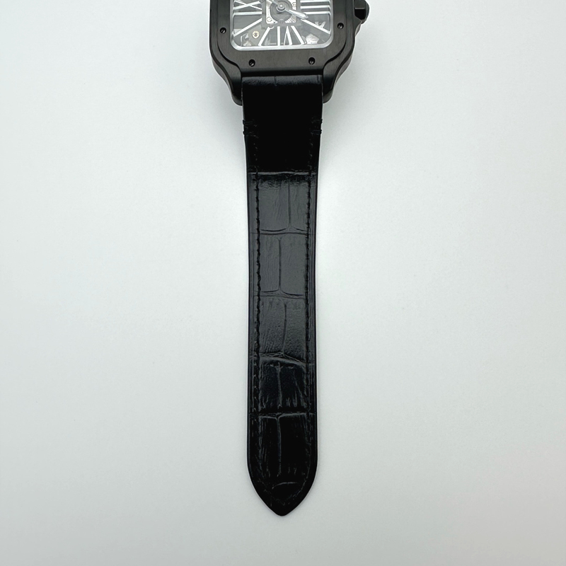 TWF공장 산토스 스켈레톤 PVD블랙케이스 가죽스트랩 Santos skeleton PVD TWF Best Edition Skeleton Dial on Black Leather Strap Ronda Quartz 출고 전 실물 검수사진 11
