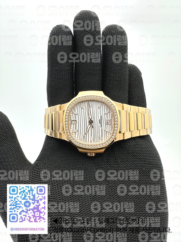 3K공장 파텍필립 노틸러스 레이디 35 7118 옐로우골드금통 다이아몬드베젤 화이트다이얼 브레이슬릿 Nautilus Ladies 7118 35mm YG/SS Wht/Stk 3KF A324 출고 전 실물 검수사진 4