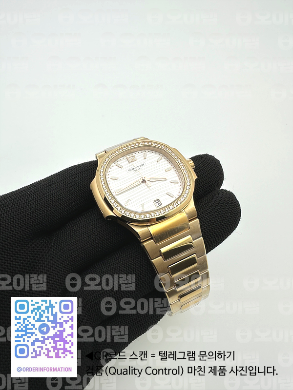 3K공장 파텍필립 노틸러스 레이디 35 7118 옐로우골드금통 다이아몬드베젤 화이트다이얼 브레이슬릿 Nautilus Ladies 7118 35mm YG/SS Wht/Stk 3KF A324 출고 전 실물 검수사진 5