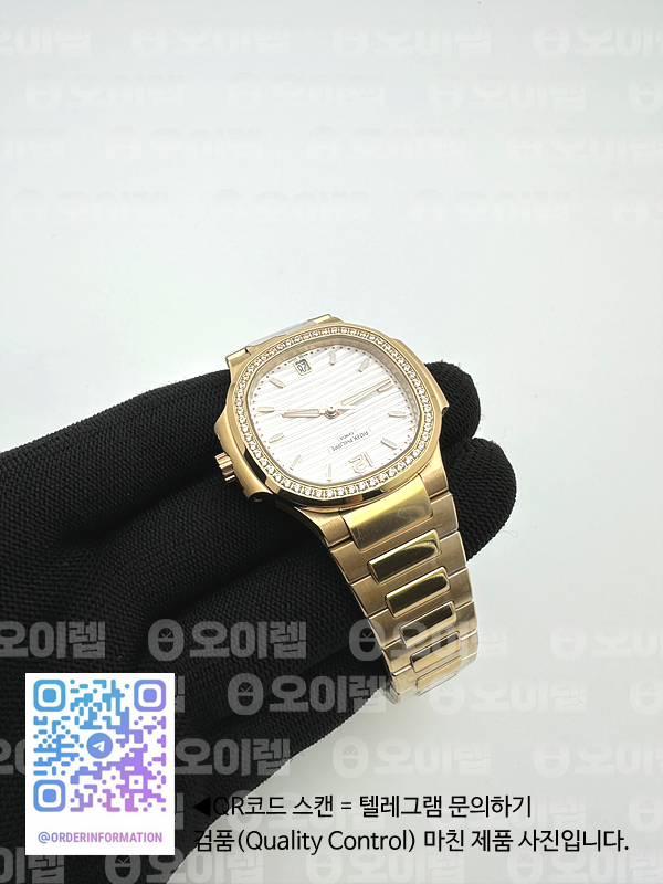 3K공장 파텍필립 노틸러스 레이디 35 7118 옐로우골드금통 다이아몬드베젤 화이트다이얼 브레이슬릿 Nautilus Ladies 7118 35mm YG/SS Wht/Stk 3KF A324 출고 전 실물 검수사진 7