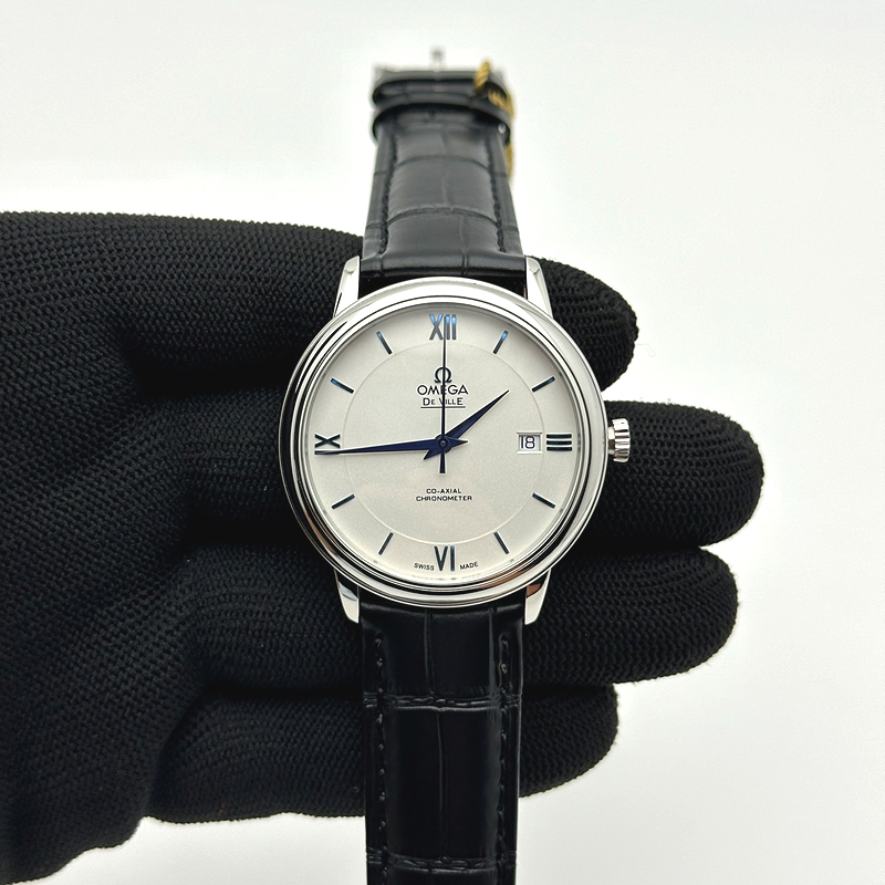 TWS공장 오메가 드 빌 스틸 화이트다이얼 블루인덱스 가죽스트랩 De Ville SS TWF 1:1 Best Edition Silver Dial Blue Markers on Black Leather Strap MIYOTA 9015 출고 전 실물 검수사진 2