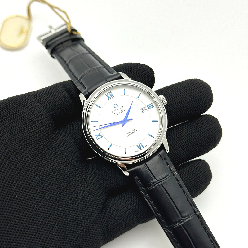 TWS공장 오메가 드 빌 스틸 화이트다이얼 블루인덱스 가죽스트랩 De Ville SS TWF 1:1 Best Edition Silver Dial Blue Markers on Black Leather Strap MIYOTA 9015 출고 전 실물 검수사진 4