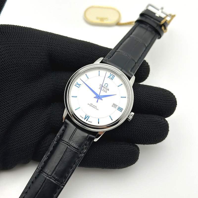 TWS공장 오메가 드 빌 스틸 화이트다이얼 블루인덱스 가죽스트랩 De Ville SS TWF 1:1 Best Edition Silver Dial Blue Markers on Black Leather Strap MIYOTA 9015 출고 전 실물 검수사진 5