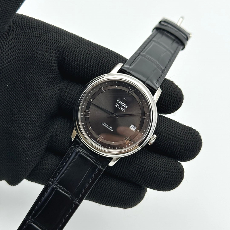 TWS공장 오메가 드 빌 스틸 그레이다이얼 실버인덱스 가죽스트랩 De Ville SS TWF 1:1 Best Edition Deep Blue Dial on Black Leather Strap MIYOTA 9015 출고 전 실물 검수사진 4
