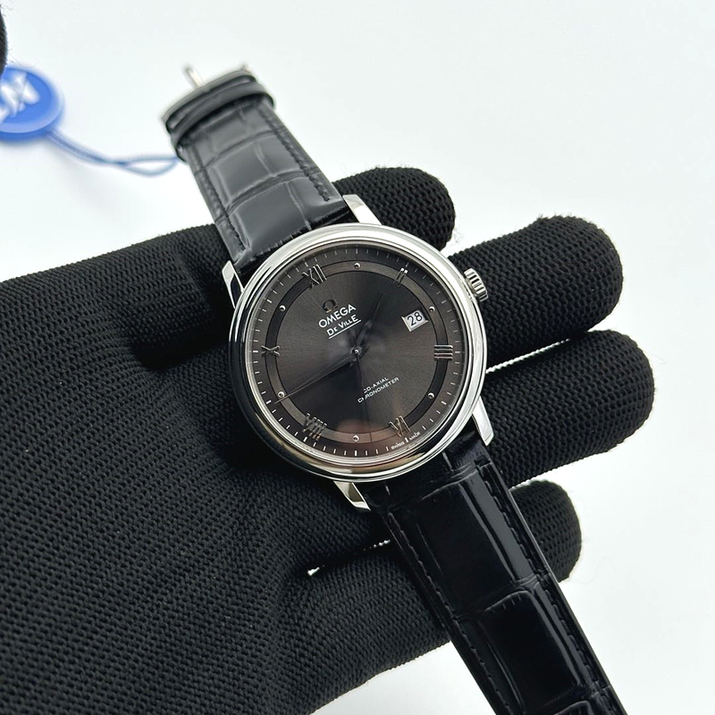 TWS공장 오메가 드 빌 스틸 그레이다이얼 실버인덱스 가죽스트랩 De Ville SS TWF 1:1 Best Edition Deep Blue Dial on Black Leather Strap MIYOTA 9015 출고 전 실물 검수사진 5