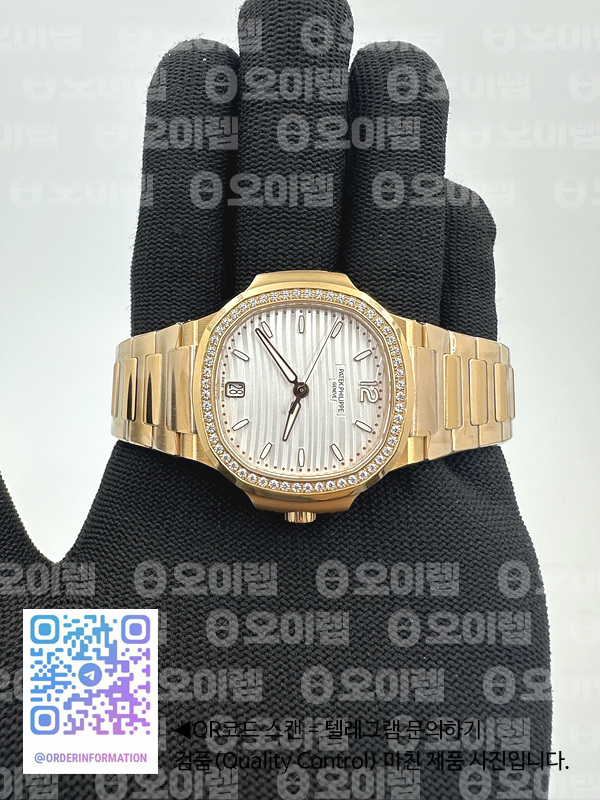 3K공장 파텍필립 노틸러스 레이디 7118 로즈골드금통 다이아몬드베젤 화이트다이얼 브레이슬릿 Nautilus 7118 Ladies RG 3KF 1:1 Best Edition White Dial Diamonds Bezel on RG Bracelet A324 Super Clone 출고 전 실물 검수사진 4