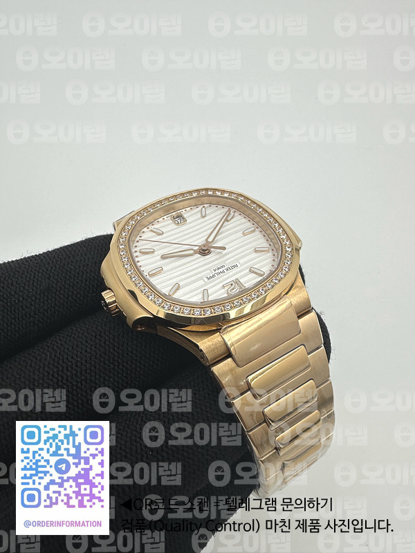 3K공장 파텍필립 노틸러스 레이디 7118 로즈골드금통 다이아몬드베젤 화이트다이얼 브레이슬릿 Nautilus 7118 Ladies RG 3KF 1:1 Best Edition White Dial Diamonds Bezel on RG Bracelet A324 Super Clone 출고 전 실물 검수사진 7