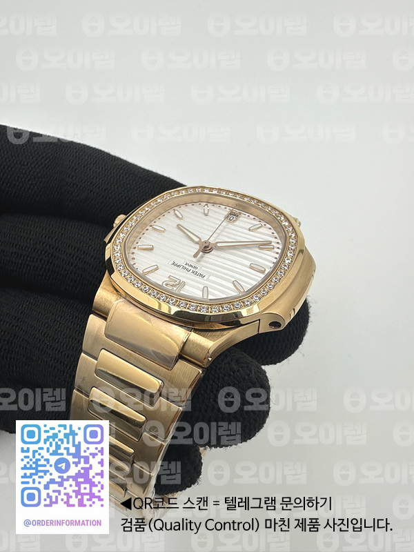 3K공장 파텍필립 노틸러스 레이디 7118 로즈골드금통 다이아몬드베젤 화이트다이얼 브레이슬릿 Nautilus 7118 Ladies RG 3KF 1:1 Best Edition White Dial Diamonds Bezel on RG Bracelet A324 Super Clone 출고 전 실물 검수사진 8