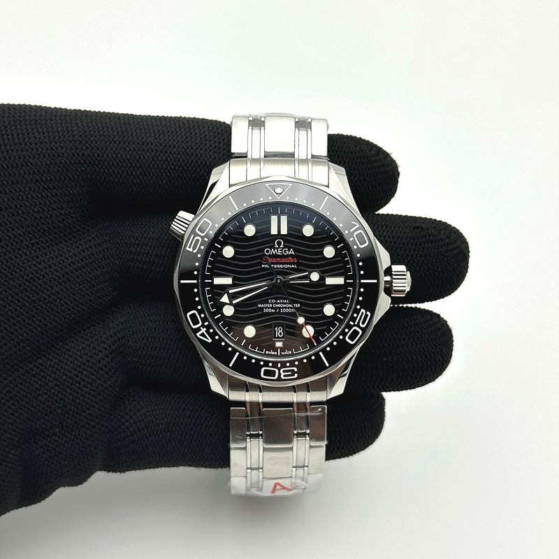 VS공장 오메가 씨마스터 다이버 300M 스틸 블랙다이얼 브레이슬릿 2018 Seamaster Diver 300M VSF 1:1 Best Edition Black Ceramic Black Dial on SS Bracelet A8800 V2 (Black Balance Wheel) 출고 전 실물 검수사진 2