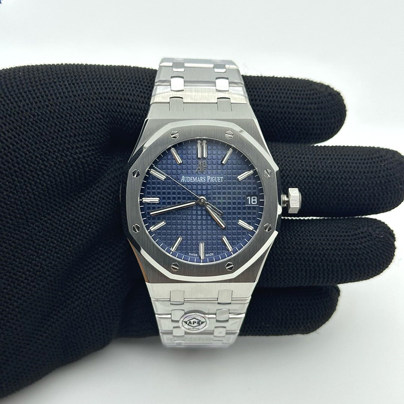 APS공장 오데마피게 로얄오크 15500 스틸 블루다이얼 브레이슬릿 Royal Oak 41mm 15500 SS APSF 1:1 Best Edition Blue Textured Dial on SS Bracelet SA4302 Super Clone 출고 전 실물 검수사진 2