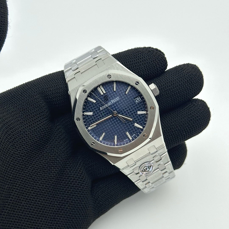 APS공장 오데마피게 로얄오크 15500 스틸 블루다이얼 브레이슬릿 Royal Oak 41mm 15500 SS APSF 1:1 Best Edition Blue Textured Dial on SS Bracelet SA4302 Super Clone 출고 전 실물 검수사진 4