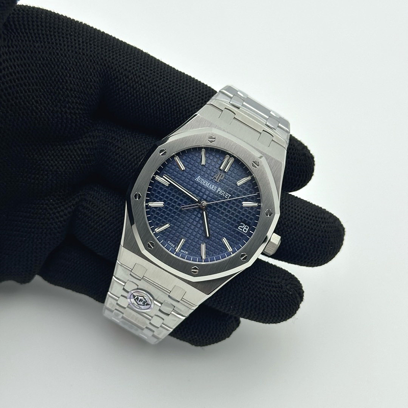 APS공장 오데마피게 로얄오크 15500 스틸 블루다이얼 브레이슬릿 Royal Oak 41mm 15500 SS APSF 1:1 Best Edition Blue Textured Dial on SS Bracelet SA4302 Super Clone 출고 전 실물 검수사진 5