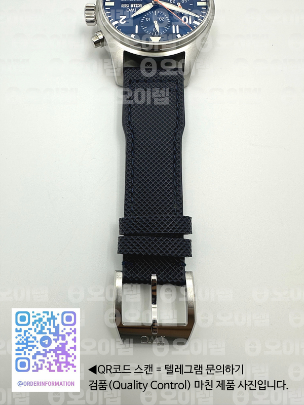 AZ공장 IWC 파일럿 크로노그래프 스틸 블루다이얼 오렌지핸즈 블루가죽스트랩 Pilot Chrono SS AZF 1:1 Best Edition Blue Dial Orange Hand on Blue Leather Strap A7750 출고 전 실물 검수사진 11