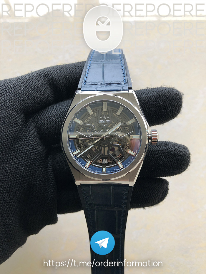 LF공장 제니스 데피 클래식 스켈레톤 스틸 블랙블루다이얼 거미스트랩 ZEN048B - Defy Classic Skeleton SS/LE Ske LF V2 A2892 출고 전 실물 검수사진 2