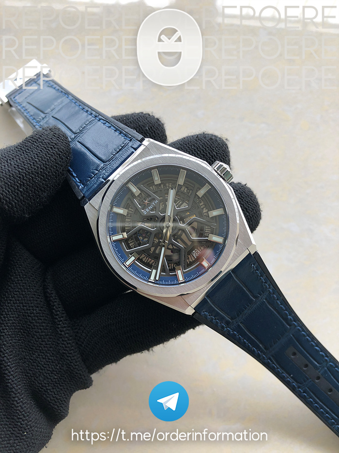 LF공장 제니스 데피 클래식 스켈레톤 스틸 블랙블루다이얼 거미스트랩 ZEN048B - Defy Classic Skeleton SS/LE Ske LF V2 A2892 출고 전 실물 검수사진 3
