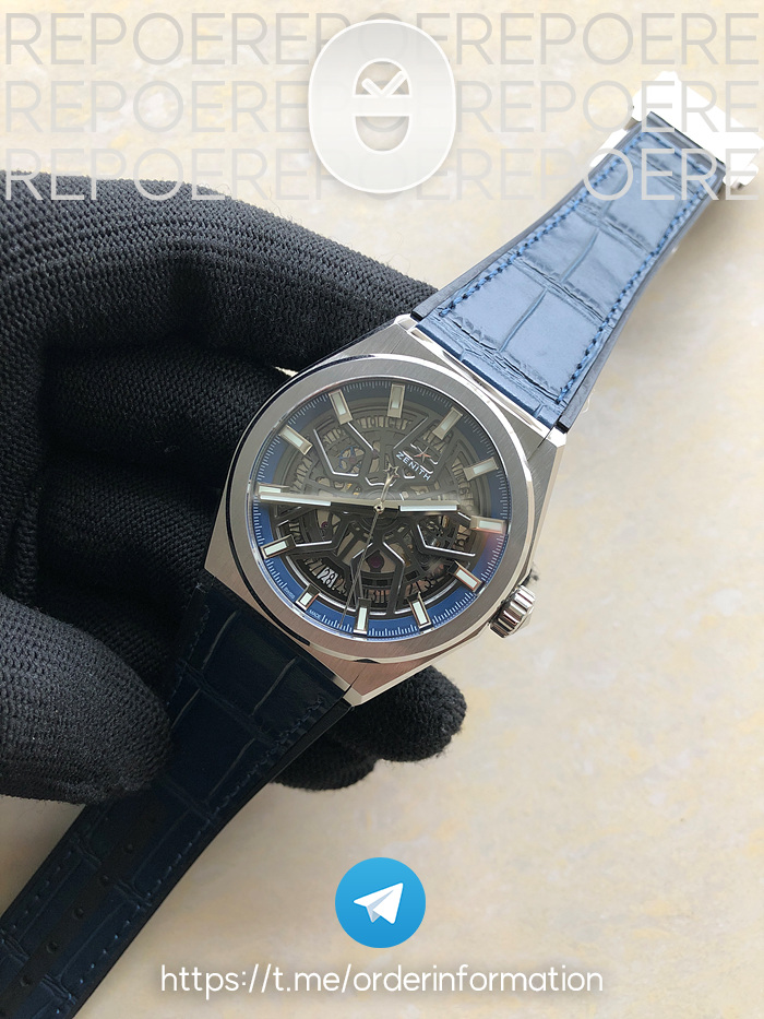 LF공장 제니스 데피 클래식 스켈레톤 스틸 블랙블루다이얼 거미스트랩 ZEN048B - Defy Classic Skeleton SS/LE Ske LF V2 A2892 출고 전 실물 검수사진 4