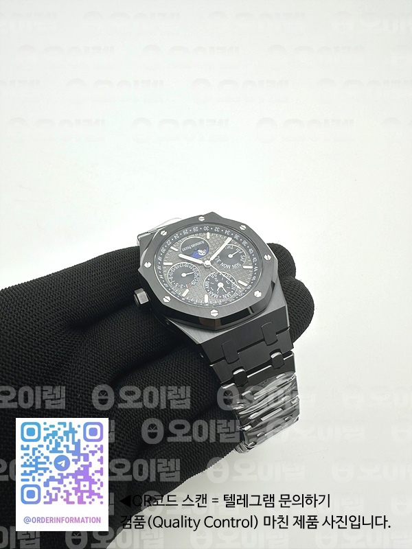 APS공장 오데마피게 로얄오크 퍼페츄얼캘린더 풀블랙세라믹 브레이슬릿 Royal Oak Perpetual Calendar 26579CE Black Ceramic APSF Best Edition on Black Ceramic Bracelet A5134 V3 출고 전 실물 검수사진 5
