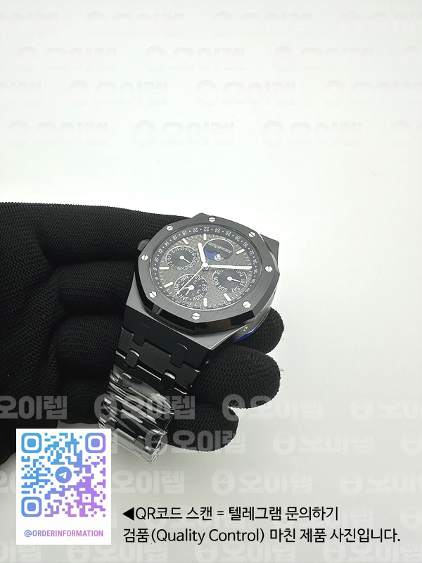 APS공장 오데마피게 로얄오크 퍼페츄얼캘린더 풀블랙세라믹 브레이슬릿 Royal Oak Perpetual Calendar 26579CE Black Ceramic APSF Best Edition on Black Ceramic Bracelet A5134 V3 출고 전 실물 검수사진 6
