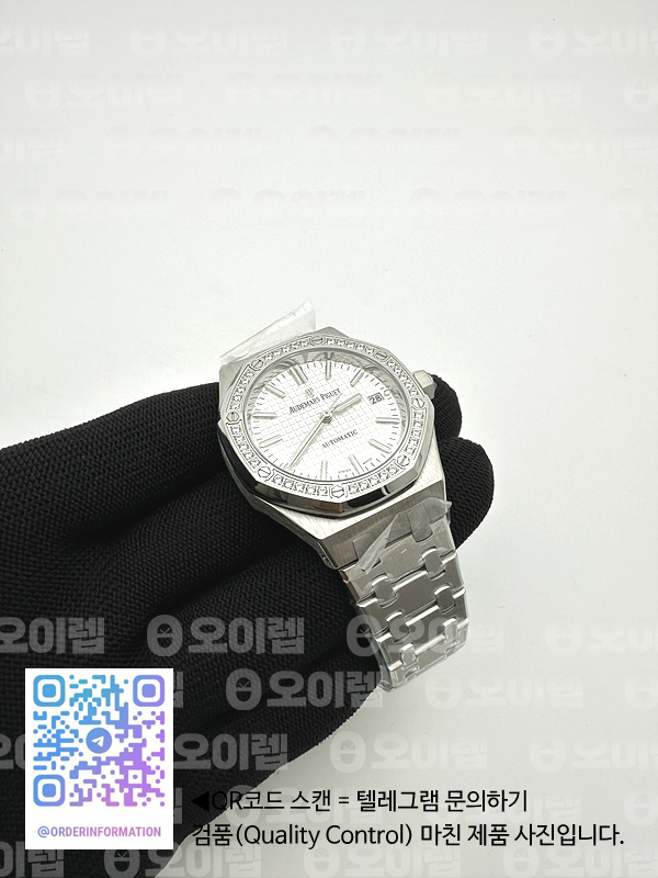 B7공장 오데마피게 로얄오크 15551 스틸 화이트다이얼 브레이슬릿 Royal Oak 37mm 15551 Dia SS/SS White B7F MY9015 출고 전 실물 검수사진 5