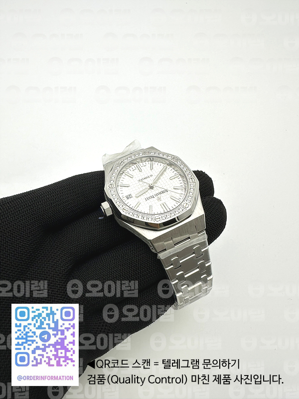 B7공장 오데마피게 로얄오크 15551 스틸 화이트다이얼 브레이슬릿 Royal Oak 37mm 15551 Dia SS/SS White B7F MY9015 출고 전 실물 검수사진 7