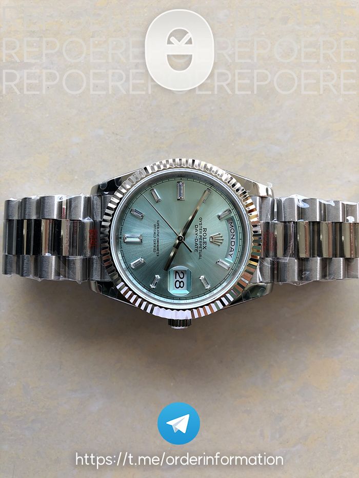 GM공장 롤렉스 데이데이트 40 바게트인덱스 아이스블루다이얼 프레지던트브레이슬릿 DayDate 40mm 228239 GMF 1:1 Best SS Ice Blue Dial T Diamonds Markers on President Bracelet A3255 출고 전 실물 검수사진 3