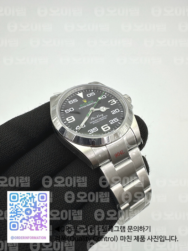 GM공장 롤렉스 신형에어킹 블랙다이얼 브레이슬릿 3230무브먼트 AirKing 126900 40mm 904L SS/SS GMF VR3230 출고 전 실물 검수사진 3