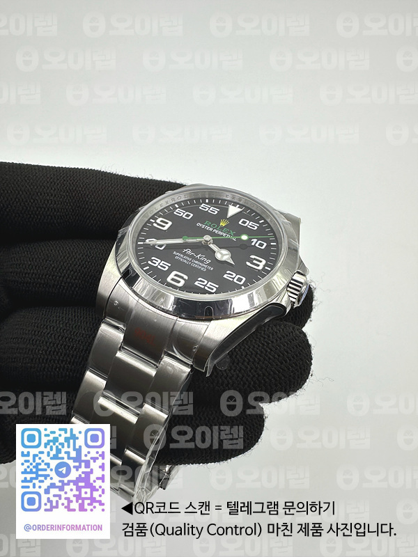 GM공장 롤렉스 신형에어킹 블랙다이얼 브레이슬릿 3230무브먼트 AirKing 126900 40mm 904L SS/SS GMF VR3230 출고 전 실물 검수사진 4