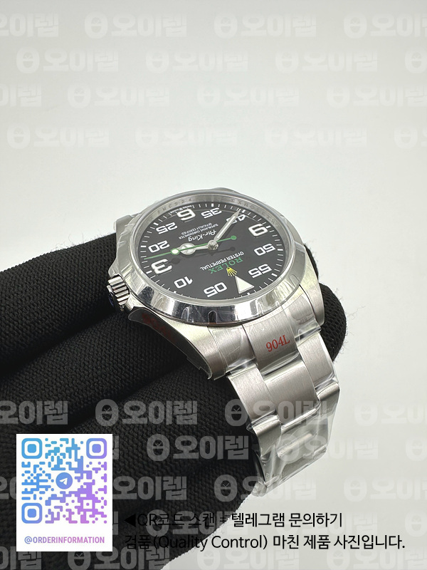 GM공장 롤렉스 신형에어킹 블랙다이얼 브레이슬릿 3230무브먼트 AirKing 126900 40mm 904L SS/SS GMF VR3230 출고 전 실물 검수사진 5