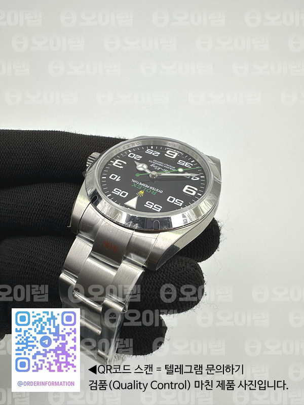 GM공장 롤렉스 신형에어킹 블랙다이얼 브레이슬릿 3230무브먼트 AirKing 126900 40mm 904L SS/SS GMF VR3230 출고 전 실물 검수사진 6