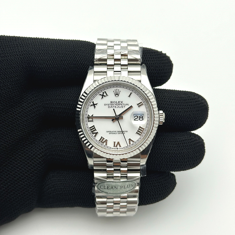 Clean공장 롤렉스 데이저스트 36 스틸 화이트다이얼 로만인덱스 플루티드베젤 쥬빌레브레이슬릿 DateJust 36 126234 Clean 1:1 Best Edition 904L Steel White Roman Dial on Jubilee Bracelet VR3235 클린공장 출고 전 실물 검수사진 3