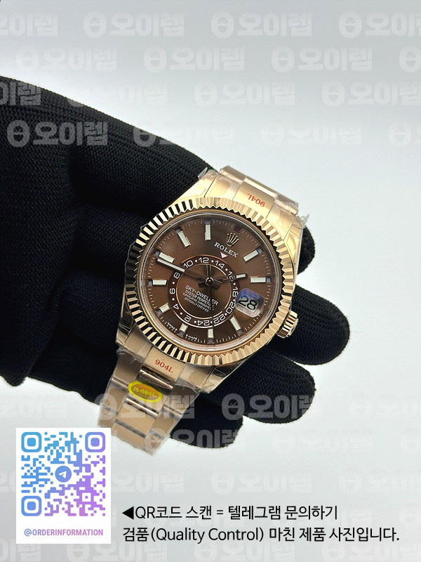 Noob공장 롤렉스 스카이드웰러 로즈골드금통 브라운다이얼 브레이슬릿 Sky-Dweller 326934 904L RG Noob 1:1 Best Edition Brown Dial on SS Jubilee Bracelet Asian 23J to 9001 눕 출고 전 실물 검수사진 5