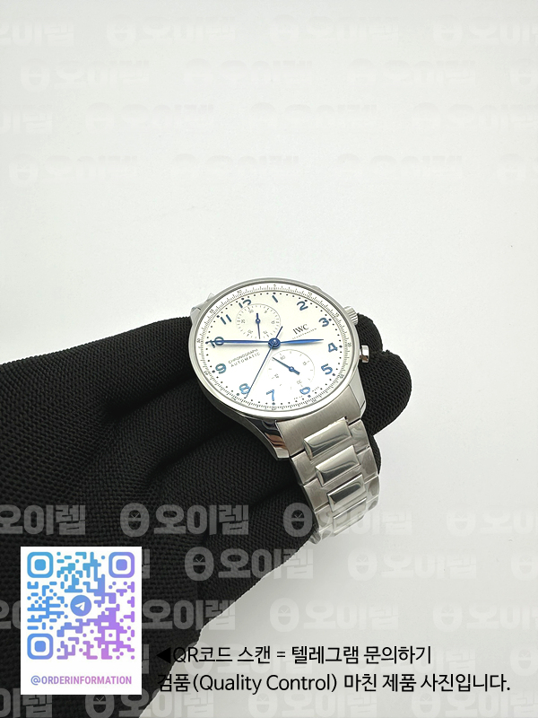 AZ공장 IWC 포르투기저 화이트다이얼 브레이슬릿 3716 Portuguese Chrono IW3716 SS AZF 1:1 Best Edition White Dial Blue Markers on SS Bracelet A69355 출고 전 실물 검수사진 3