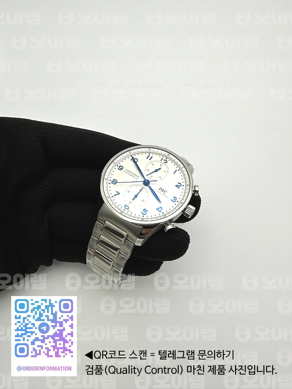 AZ공장 IWC 포르투기저 화이트다이얼 브레이슬릿 3716 Portuguese Chrono IW3716 SS AZF 1:1 Best Edition White Dial Blue Markers on SS Bracelet A69355 출고 전 실물 검수사진 4