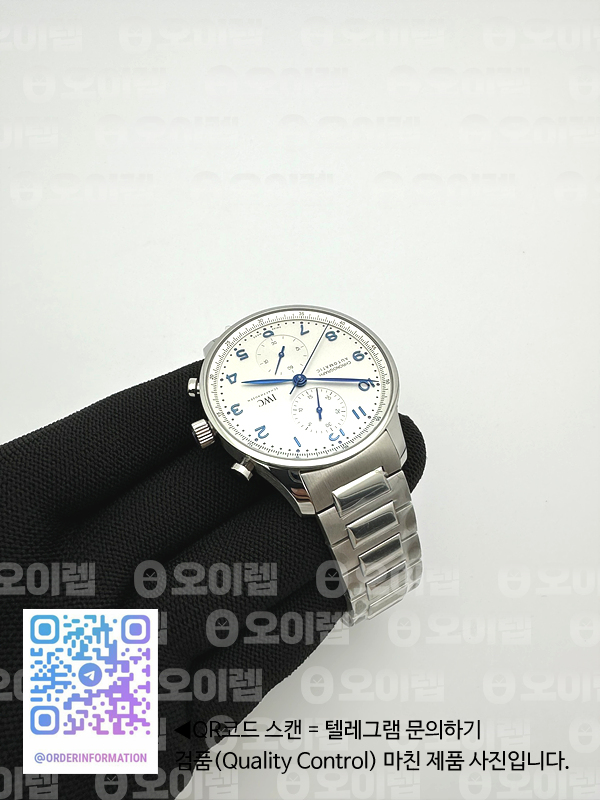 AZ공장 IWC 포르투기저 화이트다이얼 브레이슬릿 3716 Portuguese Chrono IW3716 SS AZF 1:1 Best Edition White Dial Blue Markers on SS Bracelet A69355 출고 전 실물 검수사진 5