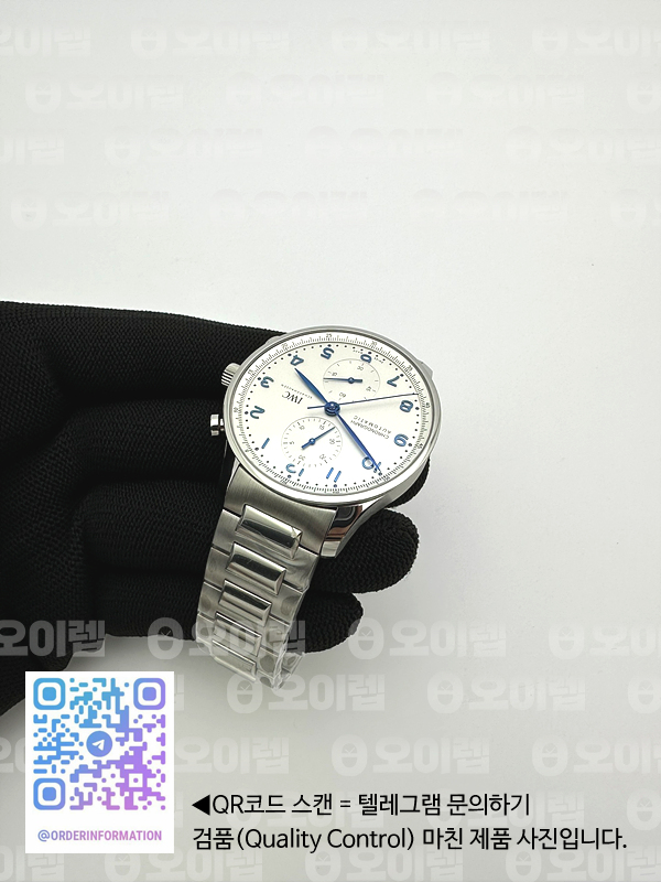 AZ공장 IWC 포르투기저 화이트다이얼 브레이슬릿 3716 Portuguese Chrono IW3716 SS AZF 1:1 Best Edition White Dial Blue Markers on SS Bracelet A69355 출고 전 실물 검수사진 6
