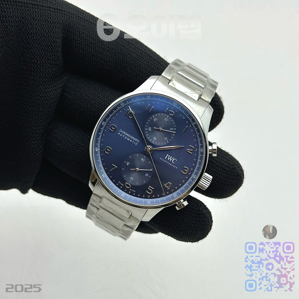 AZ공장 IWC 포르투기저 블루다이얼 브레이슬릿 3716 Portuguese Chrono IW3716 SS AZF 1:1 Best Edition Blue Dial on SS Bracelet A69355 출고 전 실물 검수사진 3